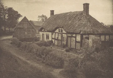 Dům Izaaka Waltona v Shallowford, Staffordshire, 80. léta 19. století, tištěno 1888., 80. léta 19. století, tištěno 1888.