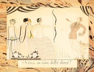Miřte na srdce, krásné dámy! Z Le Bonheur du Jour nebo, Les Graces à la Mode, 1924.