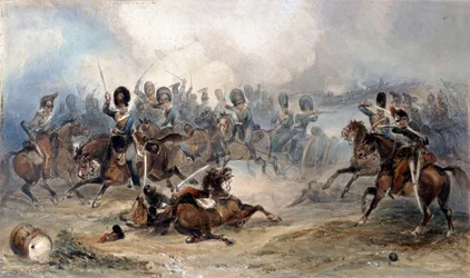 Kapitán Norman Ramsay z Royal Horse Artillery vede svůj oddíl cvalem přes francouzskou armádu do bezpečí v bitvě u Fuentes de Oñoro, 1811