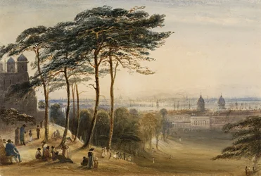 Greenwich z kopce Observatory Hill, asi 1850 (akvarel)