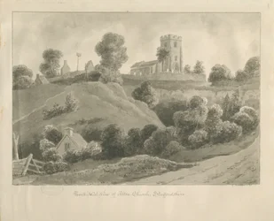 Alton Church: sépiová kresba, 1841