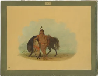 Cheyenne Warrior odpočívá jeho koně