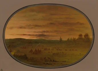 Indiánský tábor při západu slunce, 18611869.
