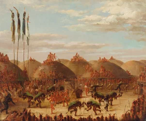 Býčí tanec, obřad Mandan O-kee-pa, 1832.