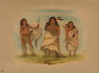 Náčelník komančů, jeho žena a válečník, 1861.