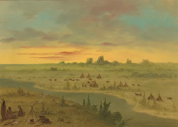 Tábořiště indiánů Pawnee při západu slunce, 18611869.