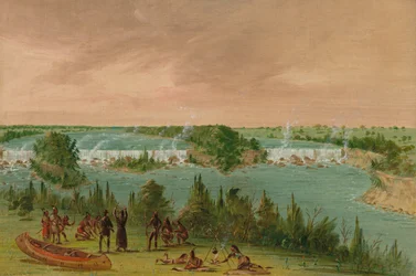 Otec Hennepin a společníci u vodopádů svatého Antonína. 1. května 1680, 18471848.