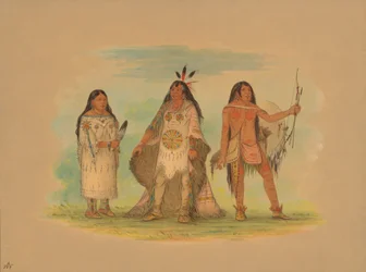 Tři indiáni Minatarree, 1861.