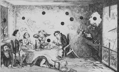 Přerušená anglická večeře v Paříži, c1849.