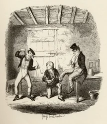 Mistr Bates vysvětluje profesionální techniku z knihy „Dobrodružství Olivera Twista“ od Charlese Dickense (1812-70) 1838, kterou vydal Chapman und Hall, 1901