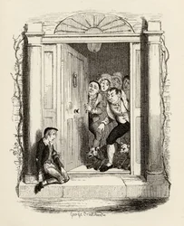 Oliver Twist u dveří paní Maylie, z 