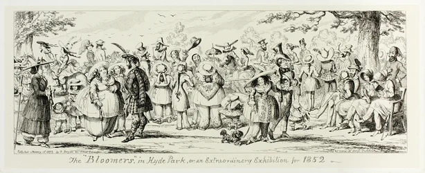 The "Bloomers" in Hyde Park, or an Extraordinary Exhibition for 1852 from George Cruikshank