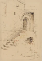 Ve dvoře sousedícím s S. Siro, San Remo, leden 1878 (tužka a wc na papíře)
