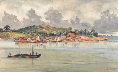 Inner Harbour, S Side, Singapur, cca 1859-62 (akvarel)