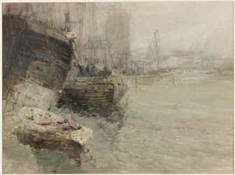 North Shields Fish Quay (akvarel a tužka na papíře)