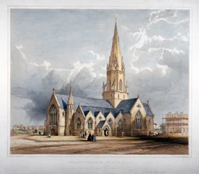 Kostel Nejsvětější Trojice, Hartland Road, Hampstead, Londýn, 1850.