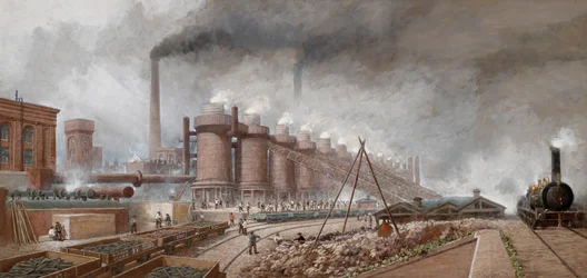 Barrow Haematite Steel Company - Vysoké pece (akvarel)