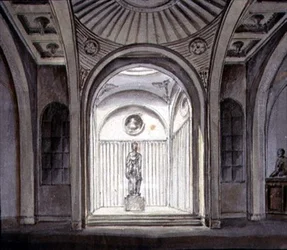 Interiér Sculptural Gallery (akvarel s tužkou na papíře)