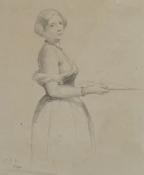 Portrét mladé ženy, 1856 (grafit na hnědém tkaném papíru)