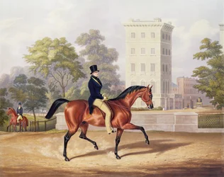 Markýz z Anglesea na koni v Hyde Parku ve svých 80 letech, vyryl J. Harris, 1847 (barevná rytina)