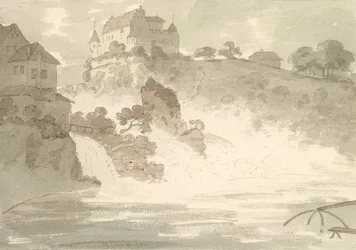 Vodopády u Schauffhausenu, 1782 (čb na papíře perem a tuší)