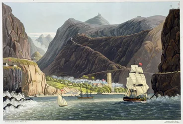 Cesty, Svatá Helena, ryl Robert Havell (1793-1878) 1815 (barevná rytina)