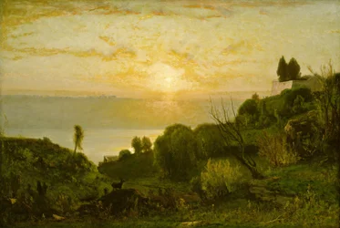 Jezero Albano, západ slunce
