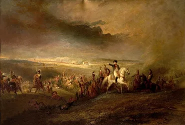 Napoleon opouští pole Waterloo 18. června 1815, kolem roku 1816