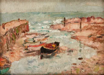 Plážové čluny, Lower Largo (olej na panelu)