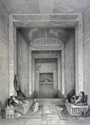 Interiér chrámu, Egypt, 19. století
