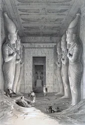 Interiér velkého chrámu, Abu Simbel, 19. století