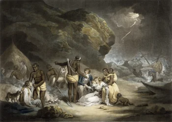 African Hospitality, vyrytý John Raphael Smith, 1791 (mezzotinta)