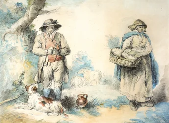 The Higglers (pastel (černá) a akvarel na papíře (nalepený na papíře))