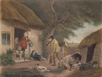 The Warrener, vyryl William Ward (1766-1826), hospoda. od H. Morlanda, 1806 (mezzotintová rytina)