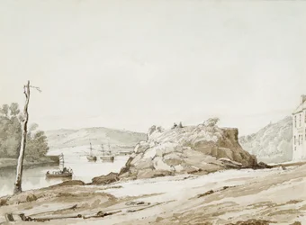 Briton Ferry (sépiová barva a tužka na papíře)