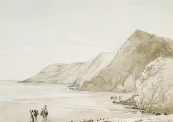 Caswell Bay (akvarel a tužka na papíře)