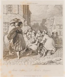 Market, Stuttgart, kolem 1821 (lept)