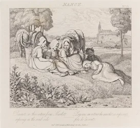 Rolníci vracející se z trhu, Nancy, c.1821 (lept)