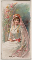 May Day, Francie, ze série Holidays N80 pro cigarety značky Duke, 1890., 1890.