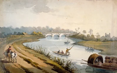 Řeka Temže poblíž Chertsey, Surrey, c1820