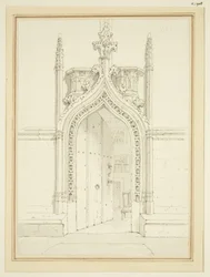 Doorway of Vestry Room of St Mary Redcliffe, c.1812 (tužka a akvarel na papíře)
