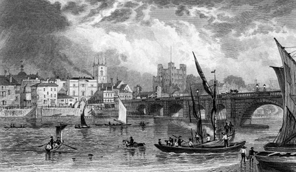 Rochester Bridge, ryl H. Adlard, c.1830