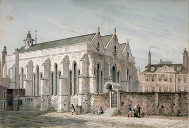 Pohled na chrám Temple Church, City of London, 1811.