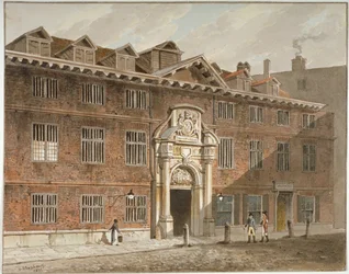 Západní fronta Blackwell Hall, King Street, City of London, 1811.