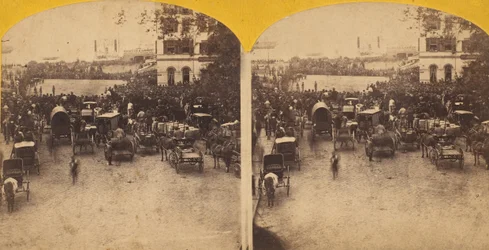 Recepce japonského velvyslanectví na baterii, 1860.
