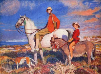 Hilda a Mary v Studland Bay, Dorset, kolem roku 1930 (olej na plátně)