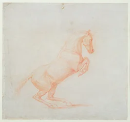 Tažný kůň, obrácený vpravo, 1790 (červená křída na papíře)