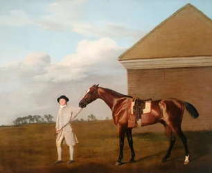 Ohnivák s trenérem u Rubbing-Down House na Newmarket Heath