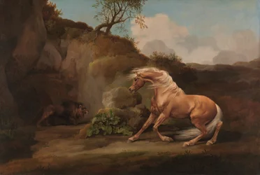 Kůň vystrašený lvem, mezi 1762 a 1768.
