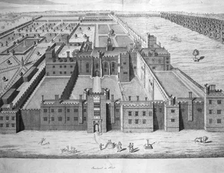 Penshurst Place, z „The History and Topographical Survey of the County of Kent“ od Edwarda Halsteada, 1747